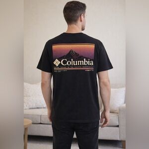 Columbia Men’s Graphic Back Print Short Sleeve T-Shirt Black Size Small